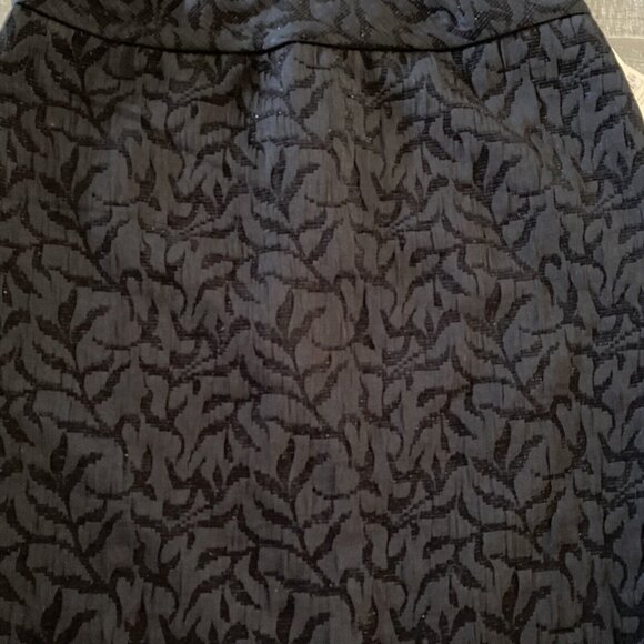 Coldwater Creek Jacquard Pencil Skirt P12 Black Textured Lined Glitter New Slit - Picture 2 of 11